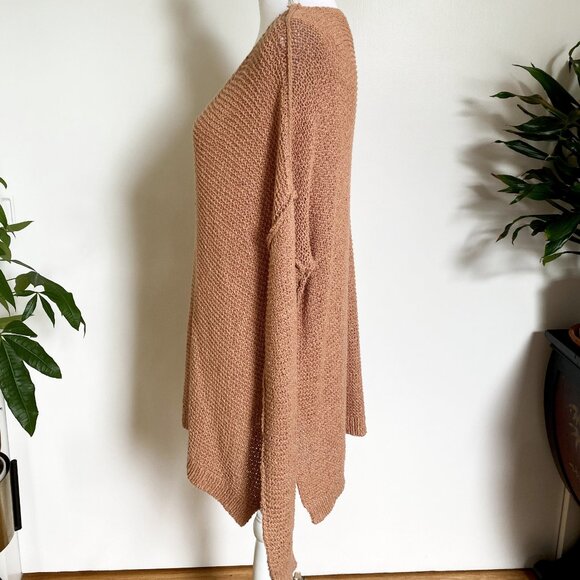 🐚 Dusky Pink Oversized Summer Sweater - Deep V Neck for Off Shoulder Look 🐚 - Picture 4 of 8